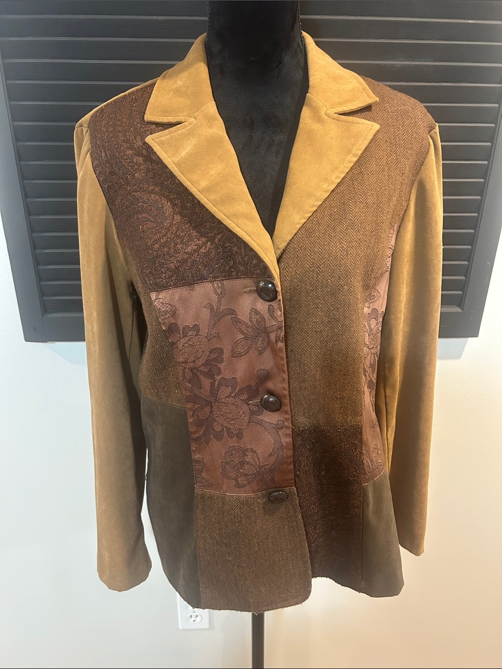 Women's Patchwork Brown Blazer Jacket